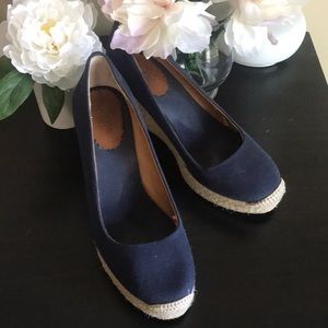 J.CREW FACTORY Navy Canvas Espadrille Wedge